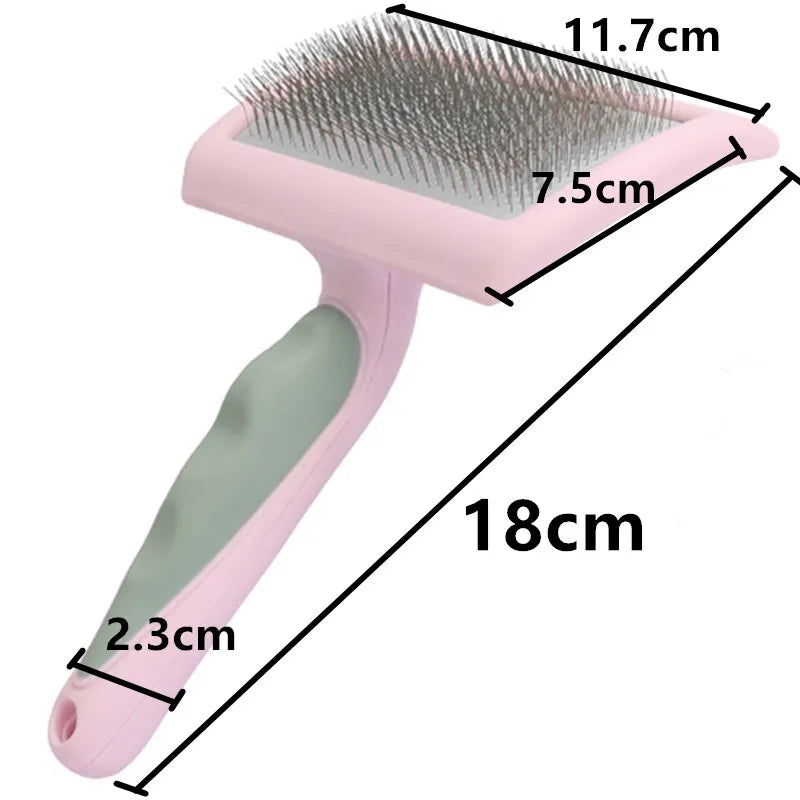 Stainless Steel Pet Grooming Brush for Dogs & Cats – Massage Hair Remover with Soft Handle