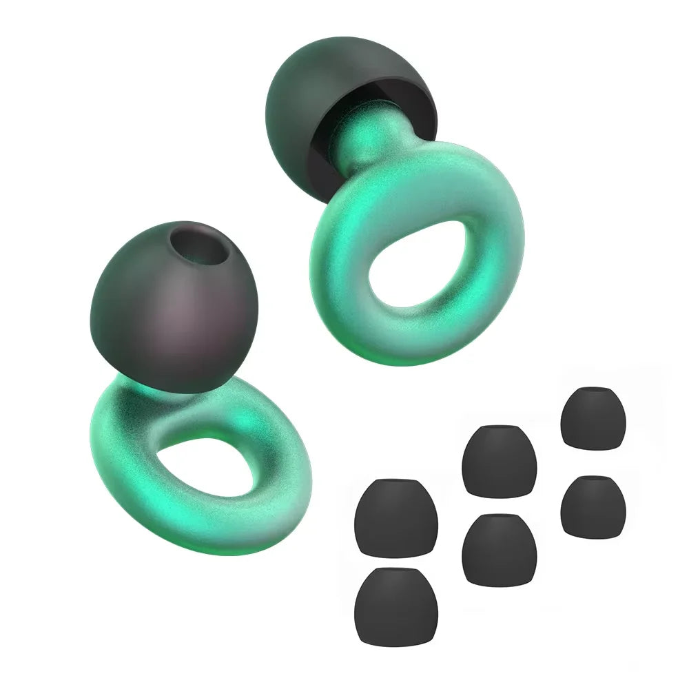 Silicone Earplugs 4 Pairs - Reusable Hypoallergenic Ear Plugs for Swimming & Sleep Noise Reduction (XS S M L)