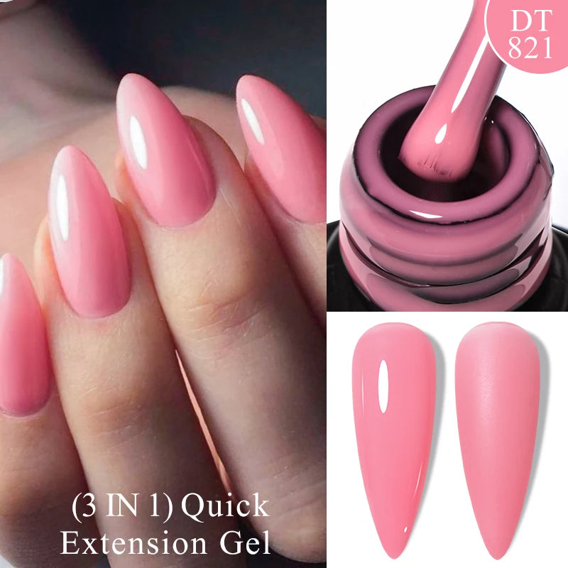 7ml Quick Extension Gel Nail Polish – Glitter Pink, Gold, Purple, Milky White | UV/LED Builder Gel for Nail Extensions
