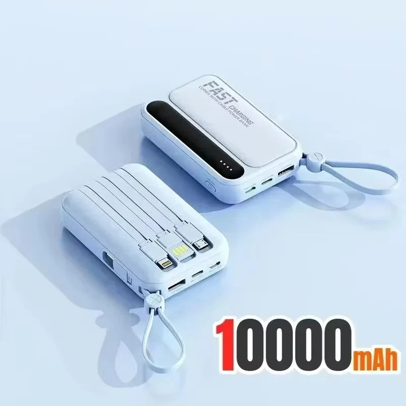 Fast Charging 50000mAh Power Bank with 4 Built-in Type-C Cables - 120W Portable Charger for iOS and Android Devices