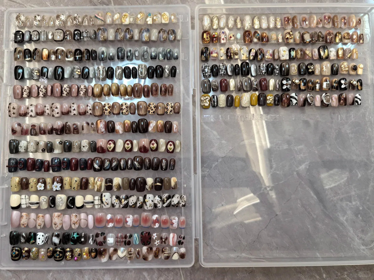 Transparent Portable Press-On Nail Storage Box – Nail Display Case Organizer for Salon & DIY