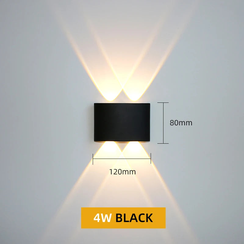 FanzyMarket aluminum LED wall light, waterproof IP65 up/down sconce, ideal for outdoor patio, garden, porch, or indoor stairs.