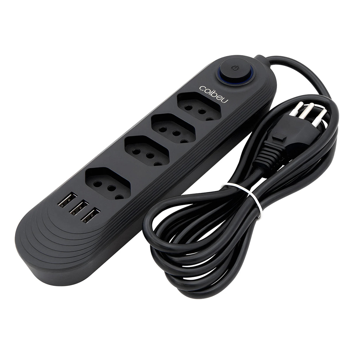 Power Strip with USB & Overload Protection – Extension Socket 10A, 2m (6.6 ft) Cable