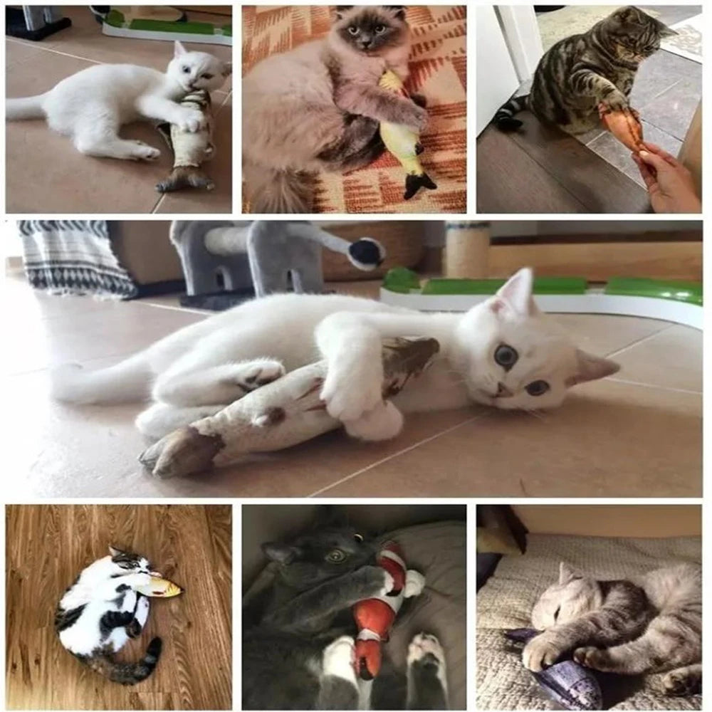 3D Fish-Shaped Plush Cat Toy, Interactive Chew & Teaser, 20 cm (7.9 in)