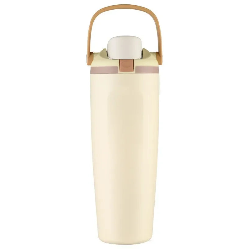 30oz (900ml) Macaron Color Insulated Water Bottle - 304 Stainless Steel Vacuum Flask with Handle, Leak-Proof Travel Thermos