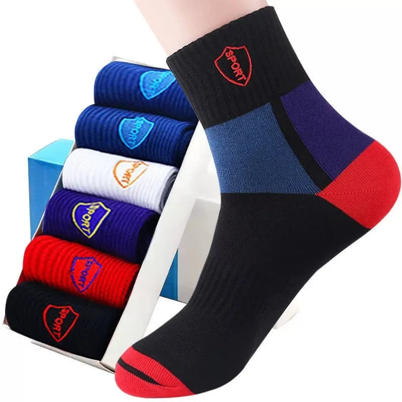 Men's Breathable Sports Crew Socks, 3/5/10 Pairs, Polyester-Cotton Anti-Odor Sweat-Absorbent