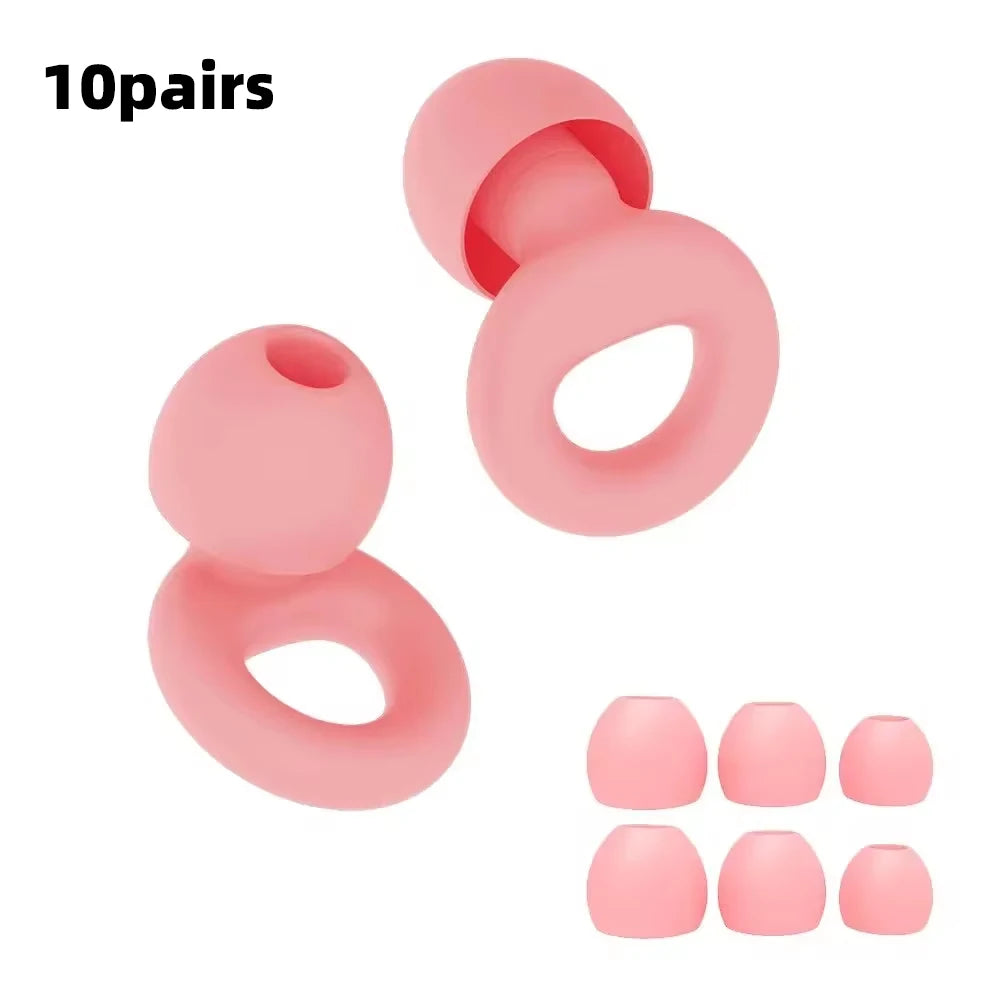 Silicone Earplugs 4 Pairs - Reusable Hypoallergenic Ear Plugs for Swimming & Sleep Noise Reduction (XS S M L)