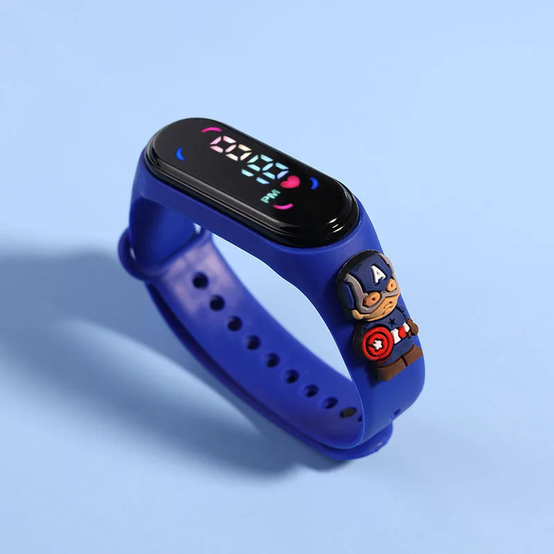 Kids LED Touch Sports Watch – Silicone Digital Bracelet, 45mm Waterproof (5ATM) Cartoon Character Design for Girls & Boys