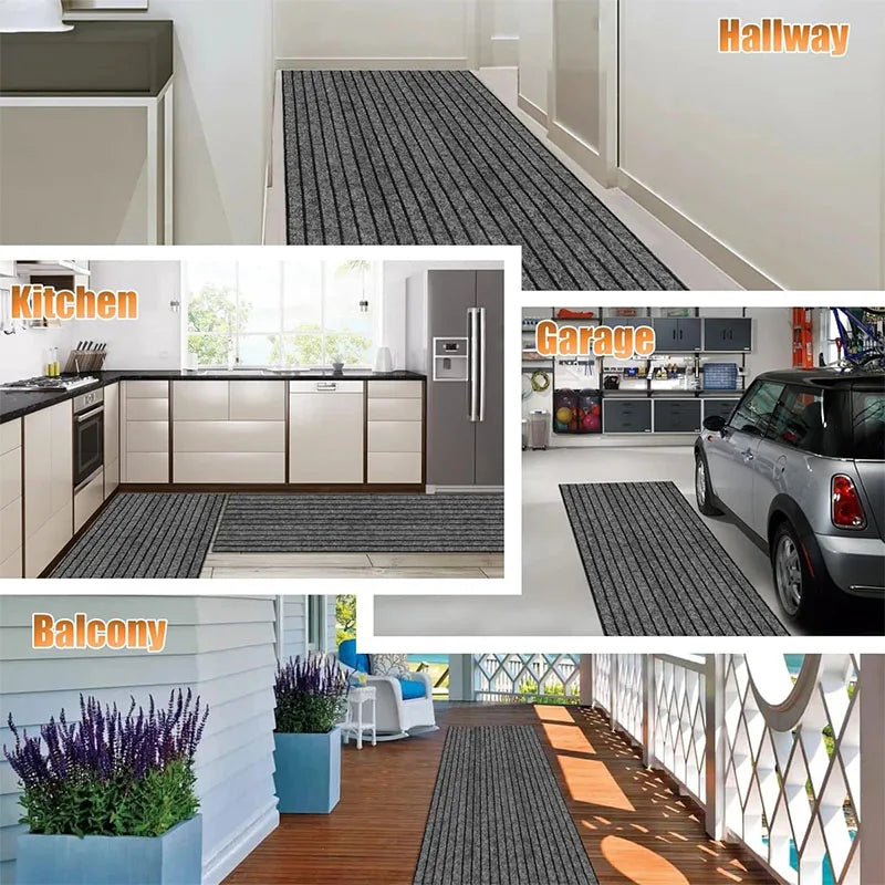 DIY Self-Adhesive Non-Slip Striped Floor Mat Roll 40 cm x 3 m (15.7 in x 9.8 ft) Kitchen Door Mat Runner Hallway Rug