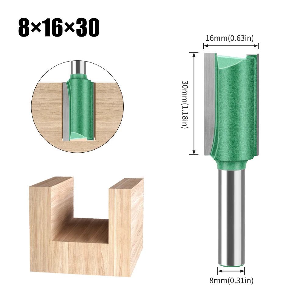 Tungsten Carbide Router Bit 3-20mm (0.12-0.79 in) Diameter, 8mm (0.315 in) Shank, Single/Double Flute Straight Bit for Woodworking
