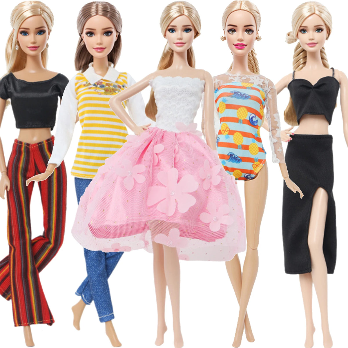 Handmade 1/6 Scale Doll Outfits - 3 or 5-Pack Casual Dresses, Blouses, Skirts & Pants for 11.5–12 in (29–30.5 cm) Dolls