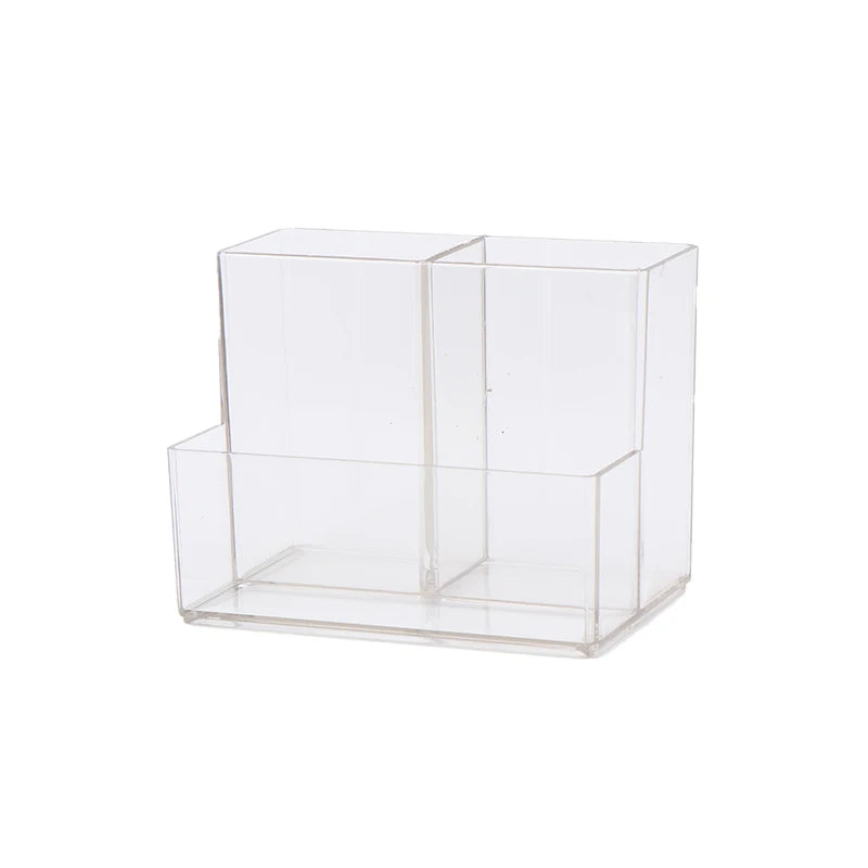 Clear 3-Grid Acrylic Makeup Brush and Pen Organizer view 7