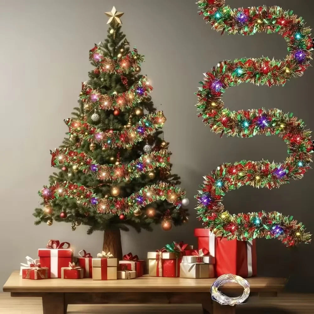 Battery-Operated LED Christmas Garland String Lights – Hanging Holiday Decor for Tree, Window & Party