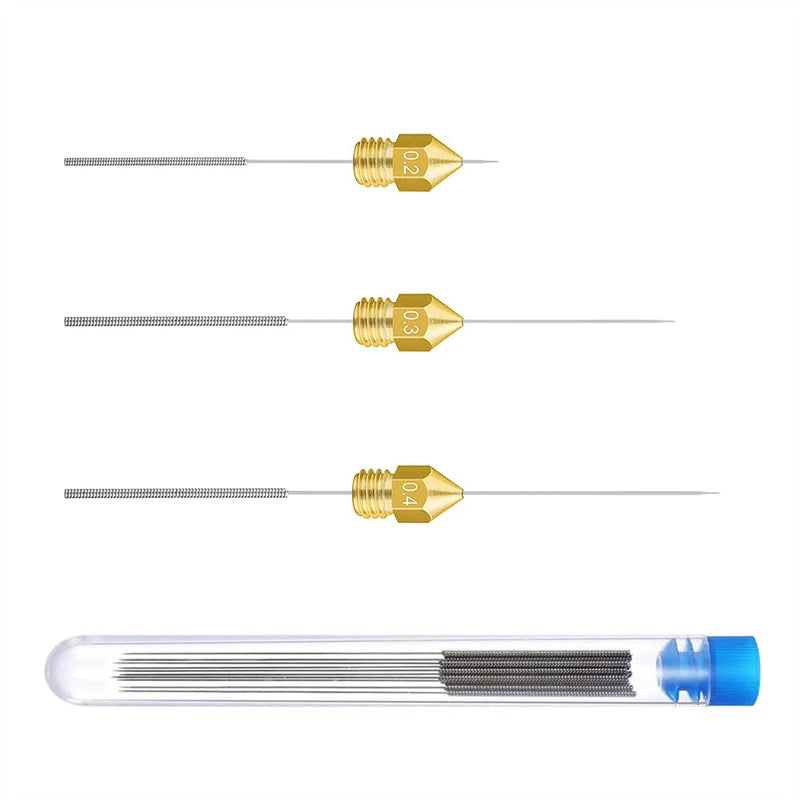 10-Piece Stainless Steel 3D Printer Nozzle Cleaning Needle Kit, 10 Sizes 0.15–1.0mm (0.006–0.039 in)