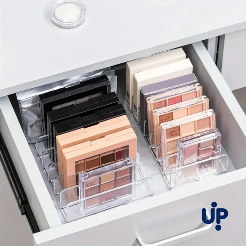 7-Slot Clear Cosmetic Organizer - Transparent Plastic Makeup Holder for Vanity, Bathroom & Office