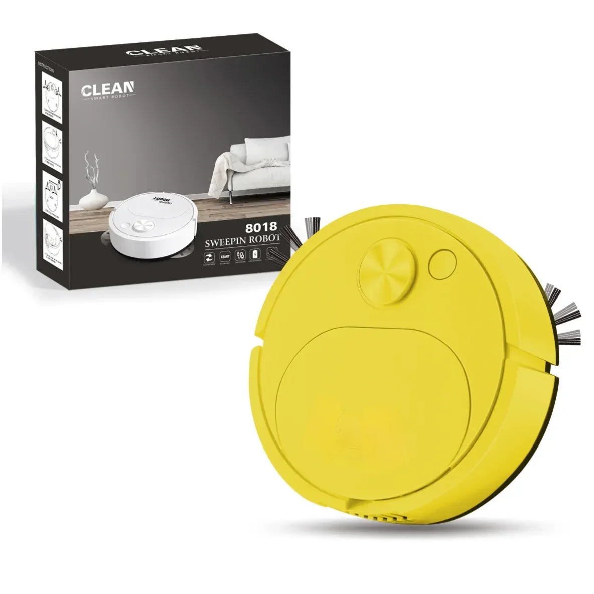 3-in-1 Mini Robot Vacuum Cleaner with Mopping & USB Charging 1500Pa Smart Wireless Floor Sweeper for Home & Office