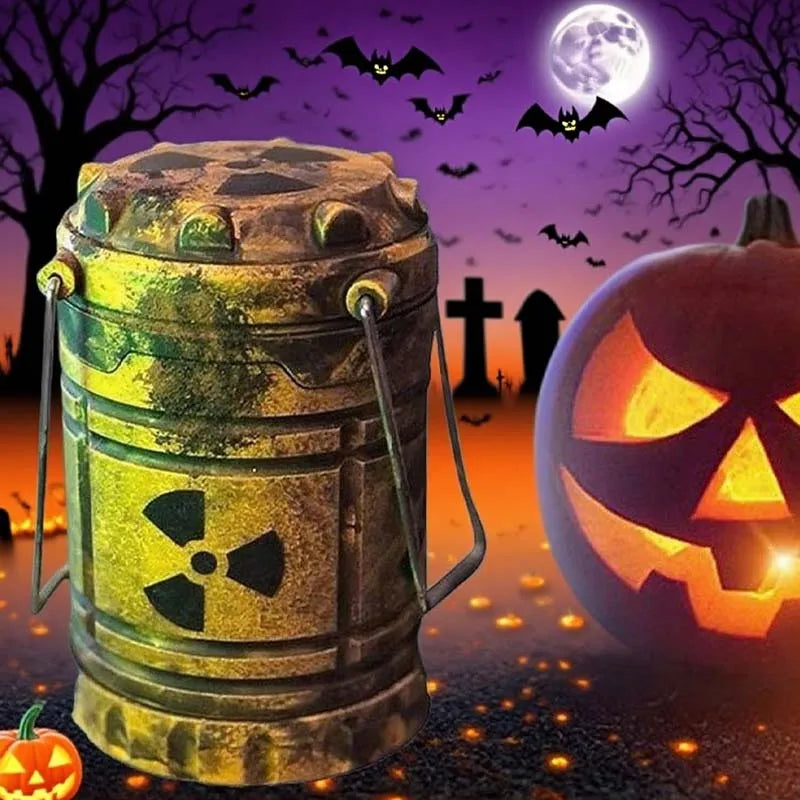 LED Mini Nuclear Reactor Lantern Battery Operated Apocalyptic Night Light for Halloween and Home Decor
