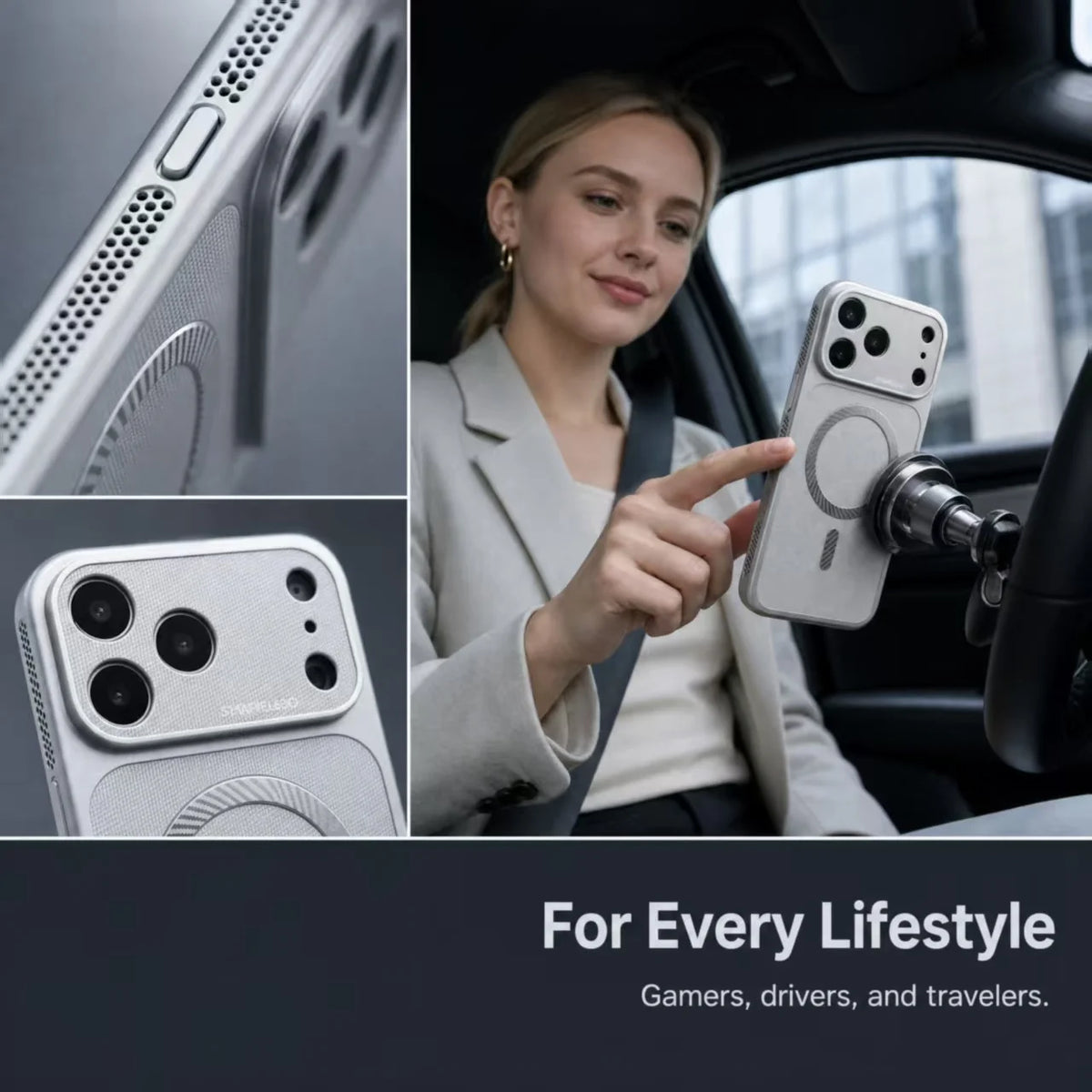 Woven Heat-Dissipation Magnetic MagSafe Phone Case - Shockproof PC+TPU Anti-Scratch Soft Cover for iPhone
