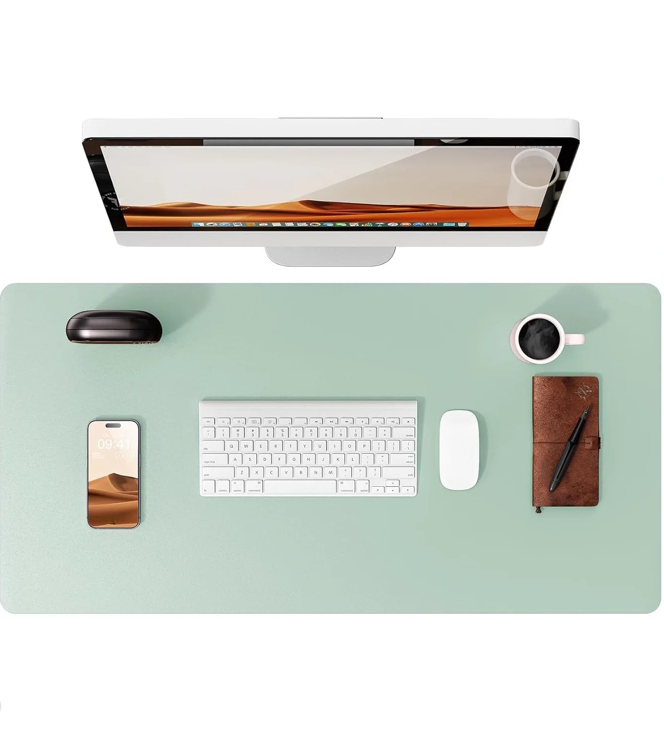 Large PU Leather Desk Pad - Non-Slip Waterproof Office Mouse Pad & Laptop Desk Mat