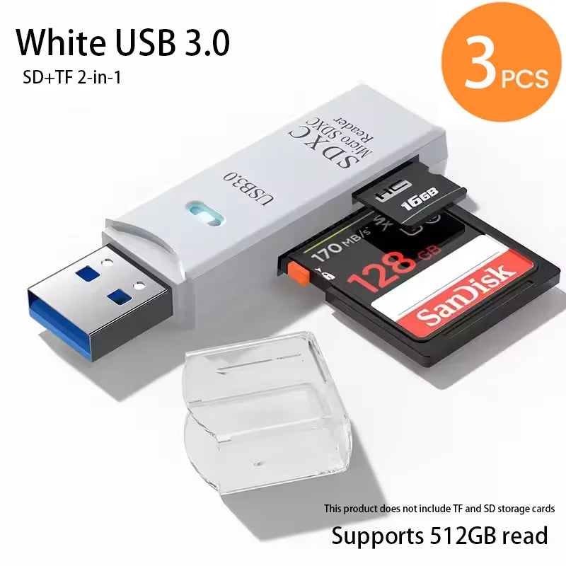 USB 3.0 2-in-1 Multi-Function Card Reader Micro SD TF & USB Flash Drive Adapter for PC Laptop