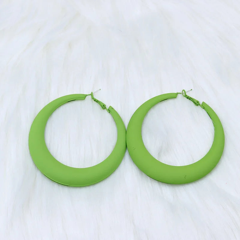 Oversize Red & Blue Metal Hoop Earrings for Women – 72mm (2.83 in) Round Statement Hoops