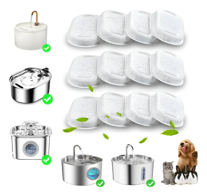 Activated Carbon Replacement Filters for Pet Water Fountains - Universal Cat & Dog Filter Chips