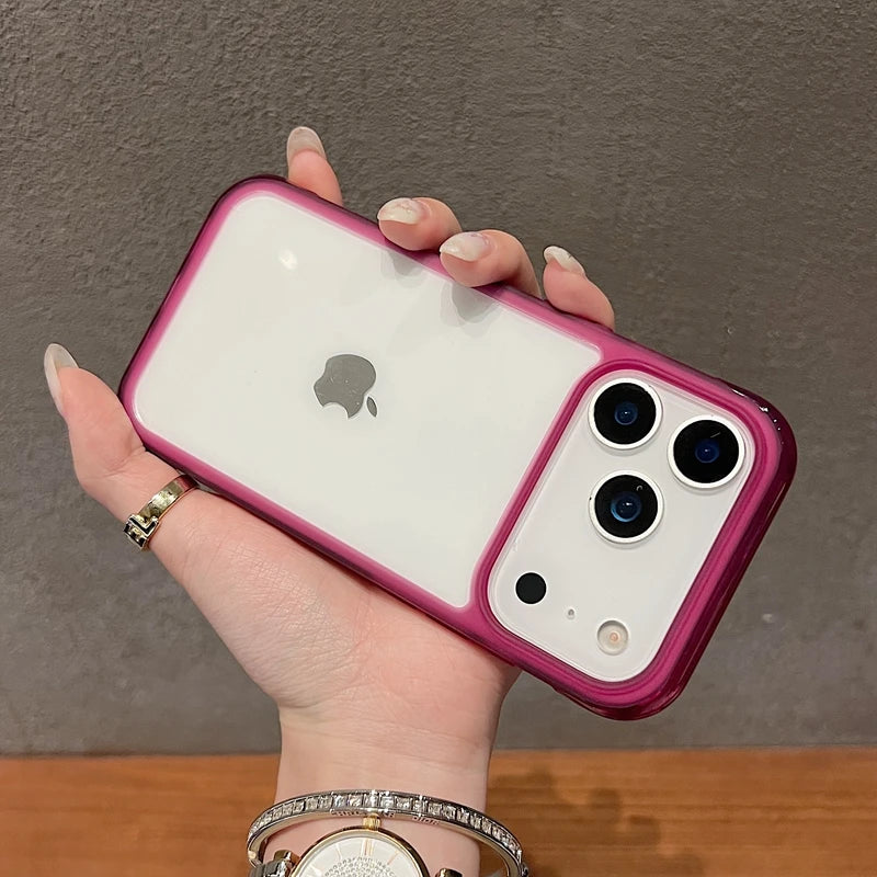 Transparent Acrylic Shockproof Bumper Case for iPhone 13/14/15/16/17/18 Pro Max - Clear Back Cover