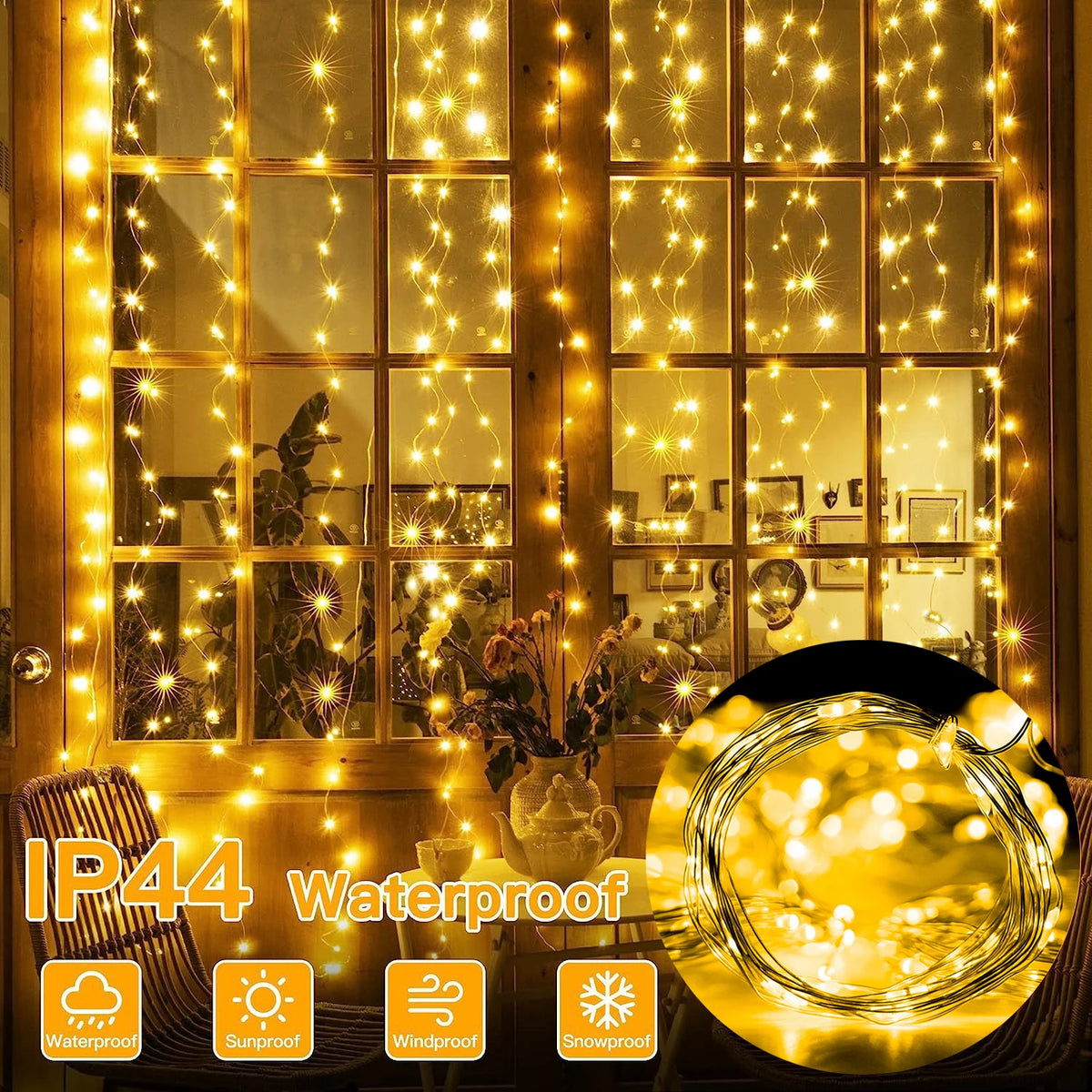 LED Fairy Curtain String Lights with Remote USB — 8 Modes Copper Wire 100–300 LEDs Holiday & Christmas Decor