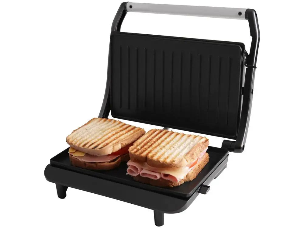 2-in-1 Sandwich Maker & Grill Press 850W 220V, Silver Non-Stick Plates, 2-Sandwich Capacity