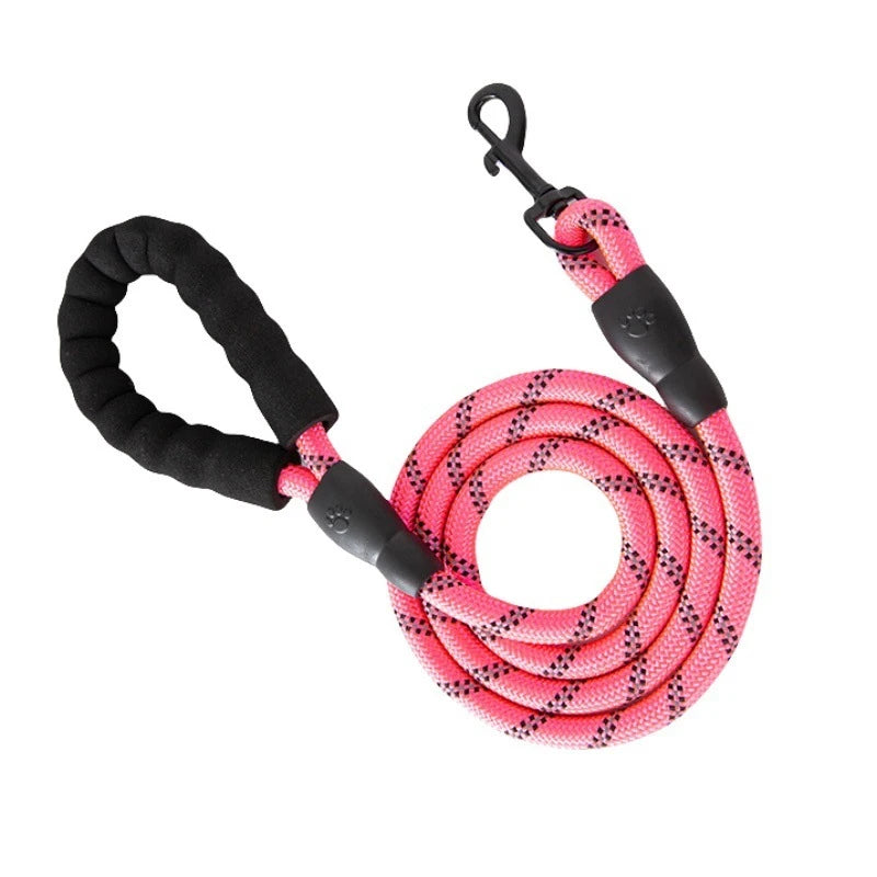 Reflective Padded Handle Dog Leash - Heavy-Duty Double Rope, 1.5 m (4.9 ft) for Small to Large Dogs