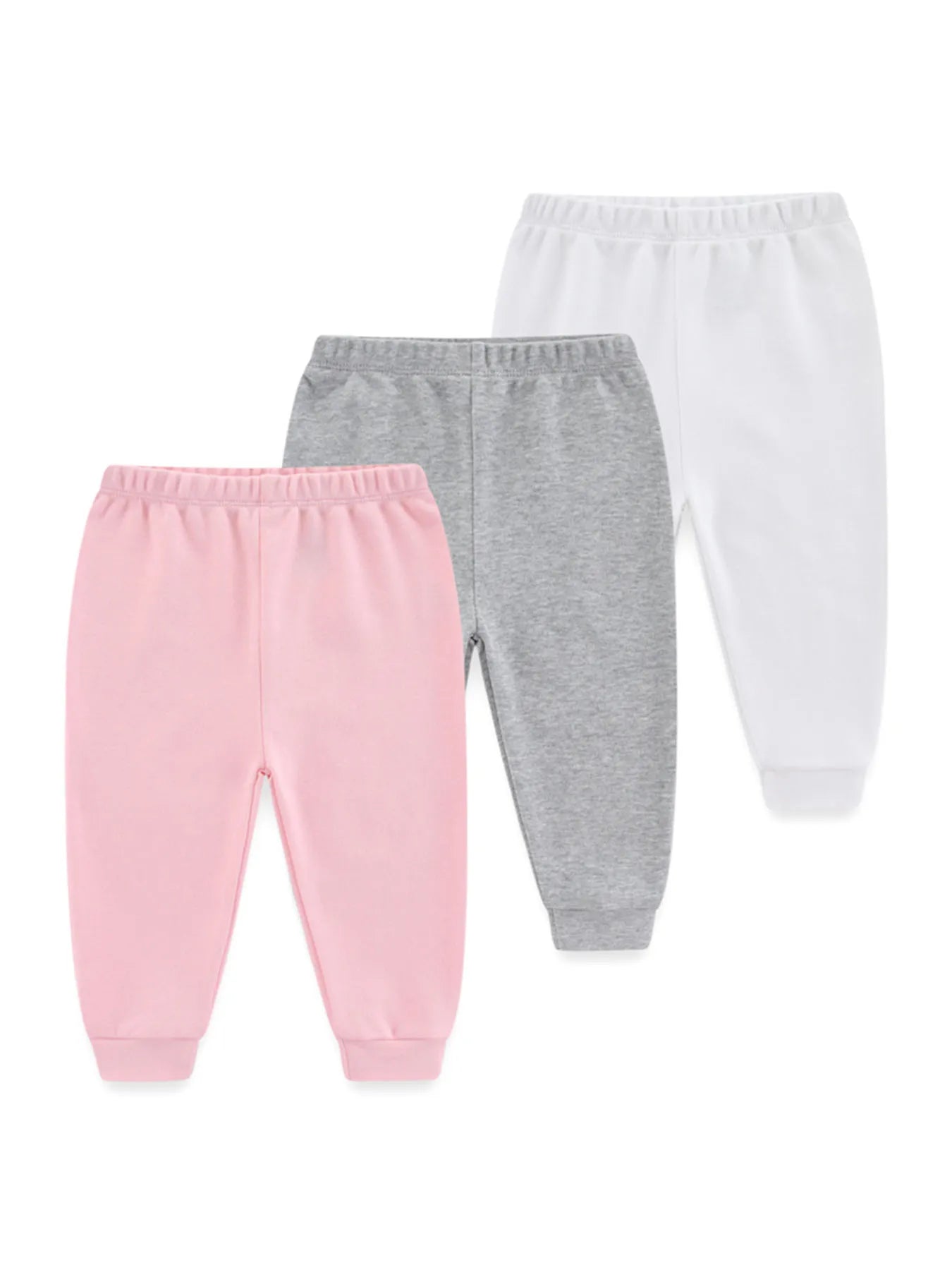 1/3-Pack All-Season 100% Cotton Baby Pants (0-12 Months) Soft Unisex Infant Trousers Elastic Waist Cartoon Print