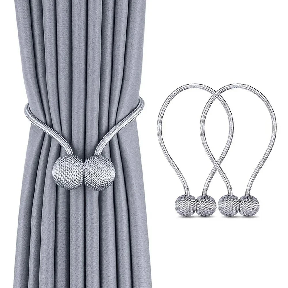 Magnetic Ball Curtain Tiebacks – 1/2/4-Pack, 47 cm (18.5 in) Polyester Magnetic Holdbacks for Curtains