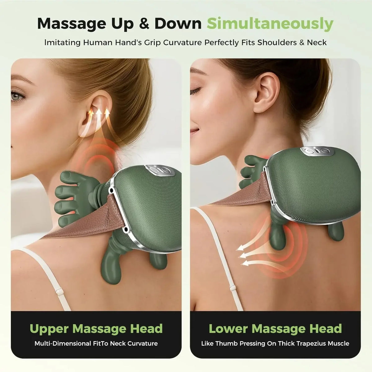 Shiatsu Neck & Shoulder Massager Battery-Powered Electric Kneading Deep Tissue Neck and Back Massager