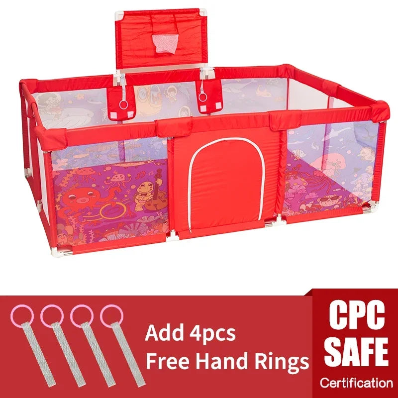 Large Baby Playpen 189 x 126 x 64 cm (74.4 x 49.6 x 25.2 in) Machine-Washable Play Yard Activity Fence Ball Pool for Child Safety