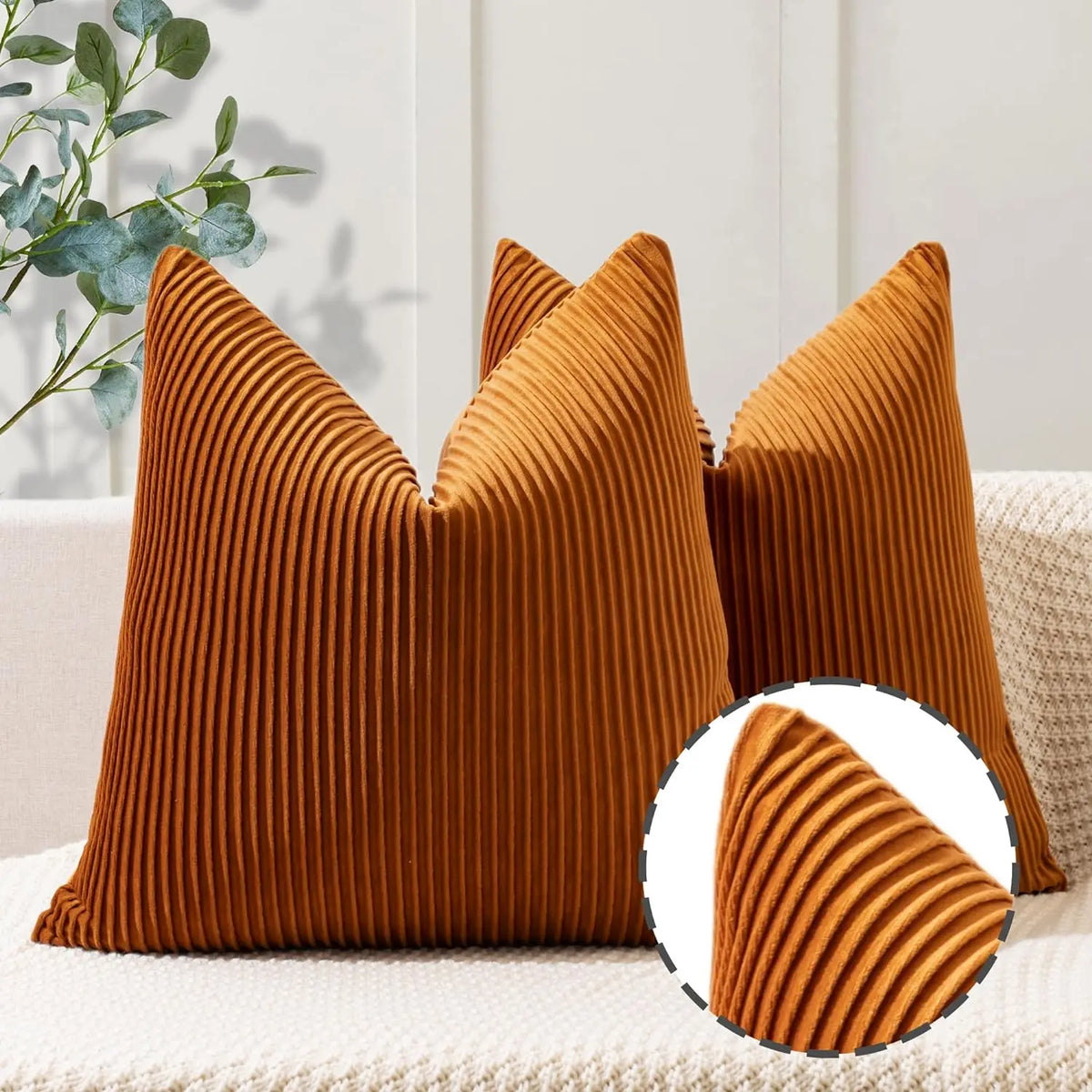 Velvet Striped Pillow Cover 1-Pack - Luxury Decorative Throw Cushion Case for Sofa & Bed