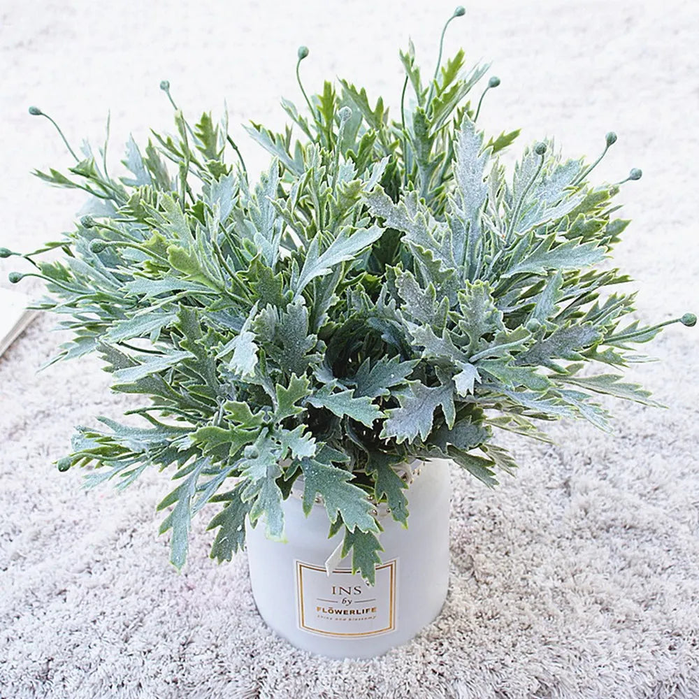 5-Pack Artificial Chrysanthemum Leaf Stems – Faux Greenery for Home Decor, Vases, Weddings, Photography, Wreaths & DIY