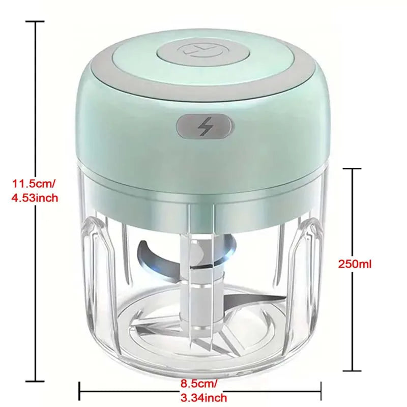 250ml (8.5 fl oz) Stainless Steel Electric Garlic & Ginger Chopper Mini Food Shredder