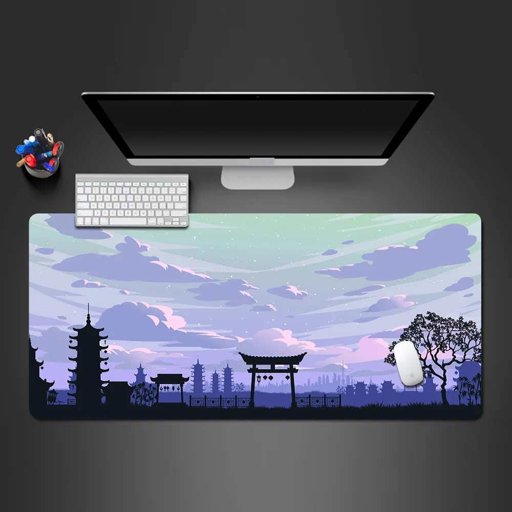 Sakura Cherry Blossom XXL Extended Gaming Desk Mat – 39.4 x 19.7 x 0.12 in (1000 x 500 x 3 mm) Keyboard & Mouse Pad, Non-Slip Stitched Edge