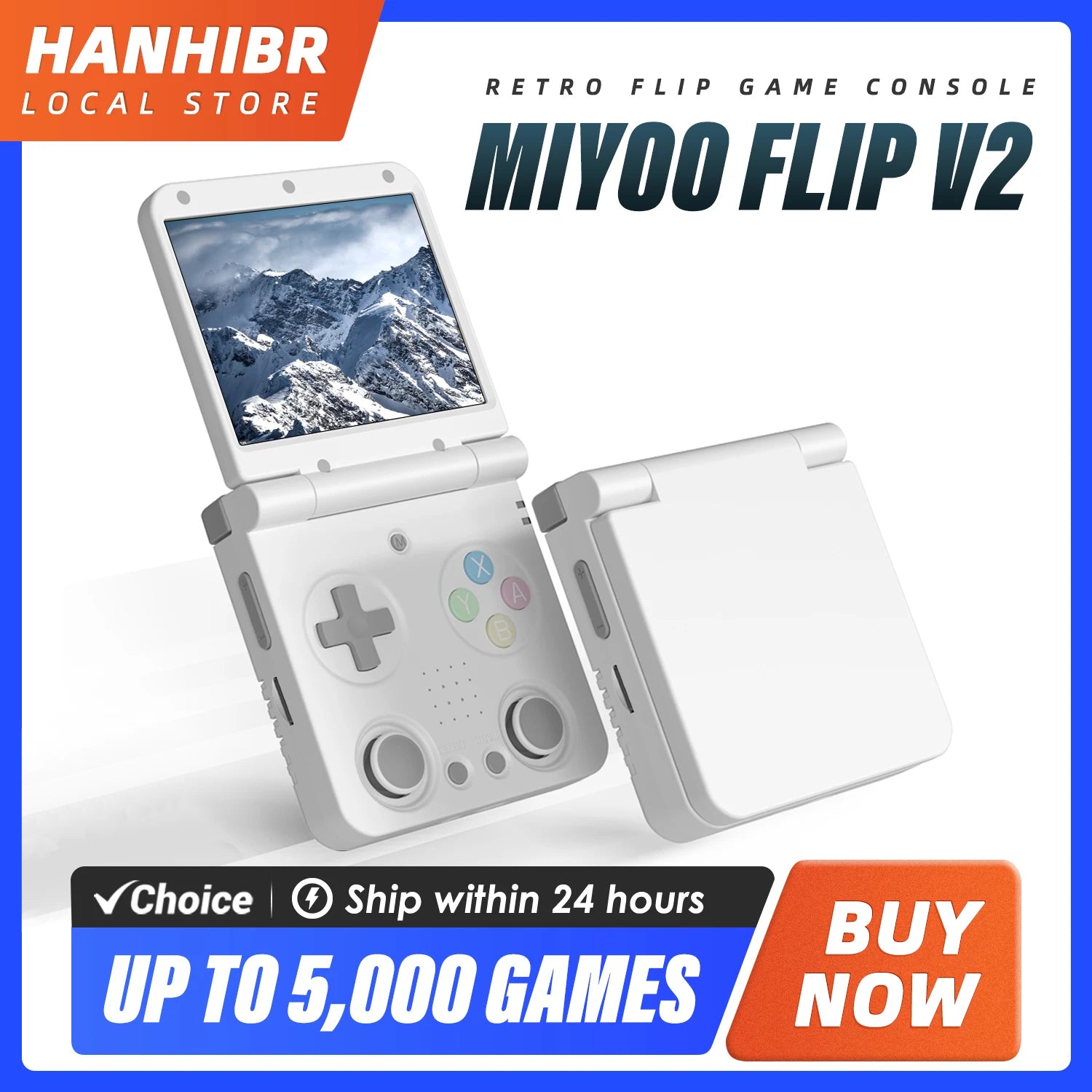 3.5-inch (8.9 cm) IPS Retro Handheld Game Console - Linux OS, 5000+ Games, Mini HDMI, 3000mAh Battery