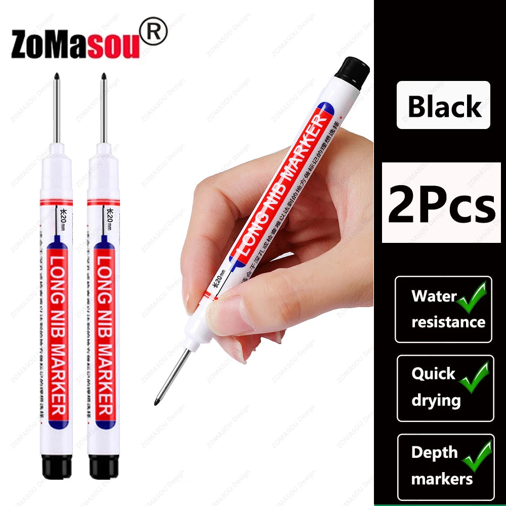 20mm Long-Head Deep Hole Marker Pens - Waterproof Fast-Dry Oil Markers for Wood, Metal & Glass (Red/Black/Blue/Green)