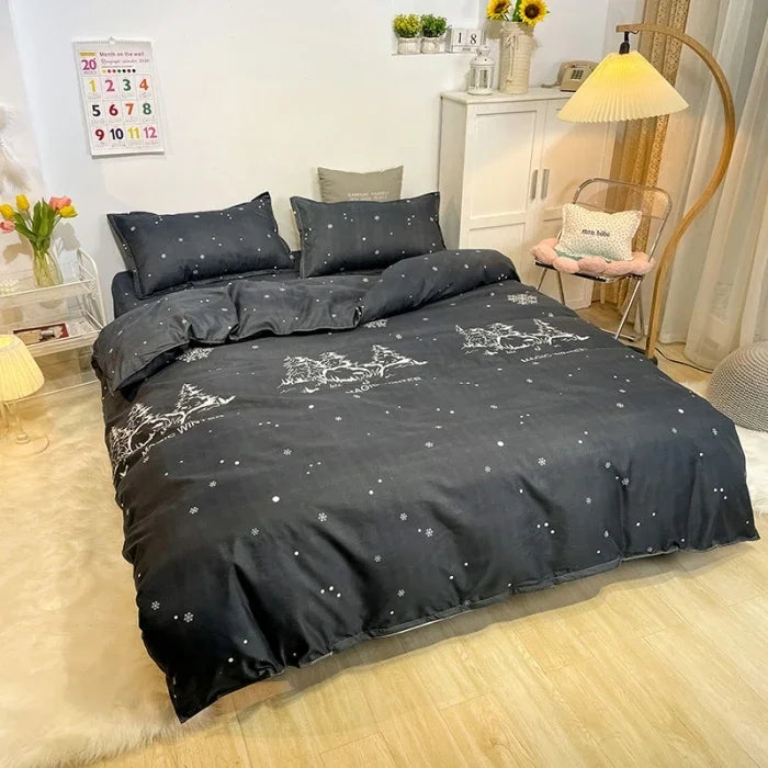 Aloe Vera Cotton 4-Piece Bedding Set – 1.5m (5 ft) Quilted Sheet & Quilt Cover, 500 TC
