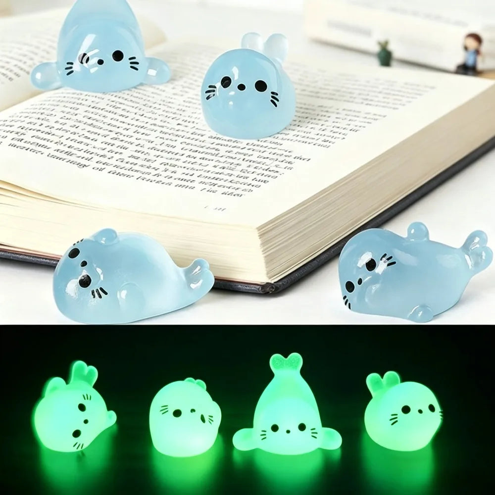 Luminous Mini Seal Resin Figurine - Glow-in-the-Dark Sea Animal Ornament for Micro Landscape & Home Decor