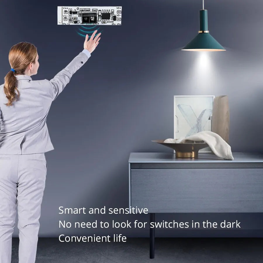 Touchless Hand-Sweep Motion Sensor Smart Switch Module DC 12V/24V 3A 36W Light Controller