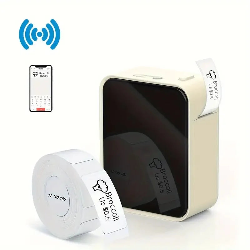 Mini Bluetooth Thermal Label Printer Portable Inkless 15mm (0.59in) Rechargeable Type-C