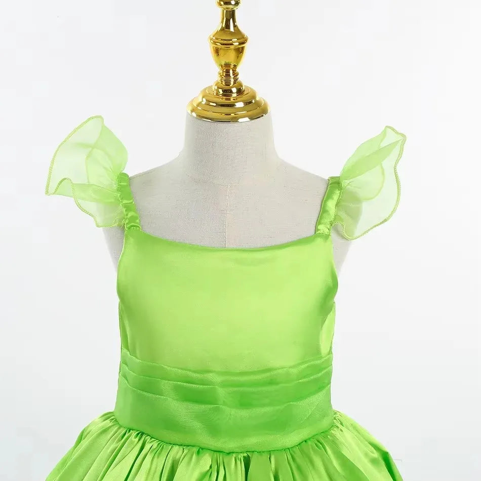 Girls Fairy Princess Costume Dress - Green Tulle Ball Gown for Ages 4-6 | Halloween Cosplay Party