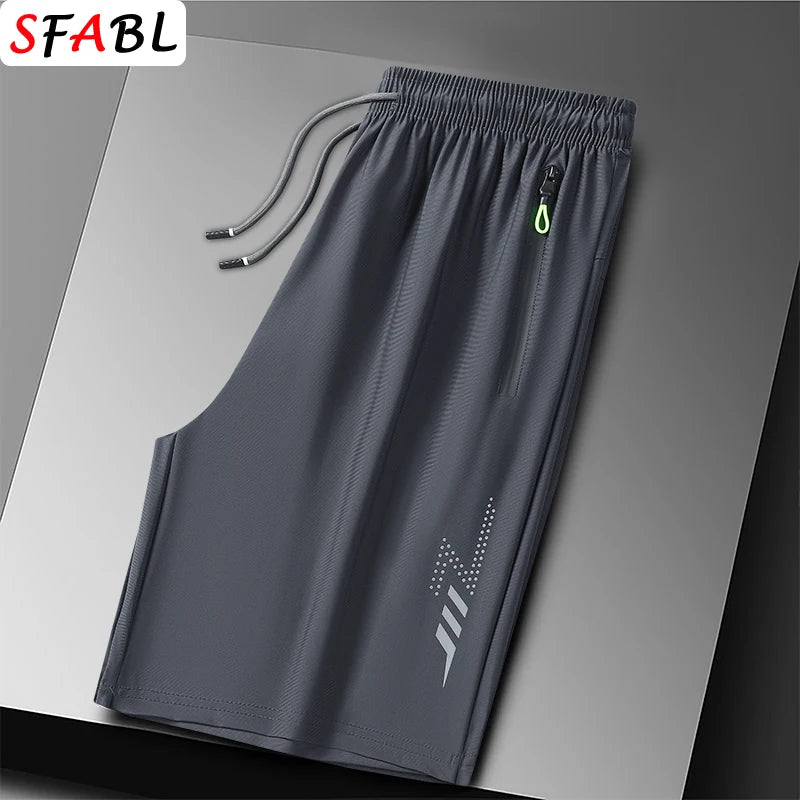 Men's Quick-Dry Athletic Shorts - Breathable Running and Gym Board Shorts with Zipper Pockets