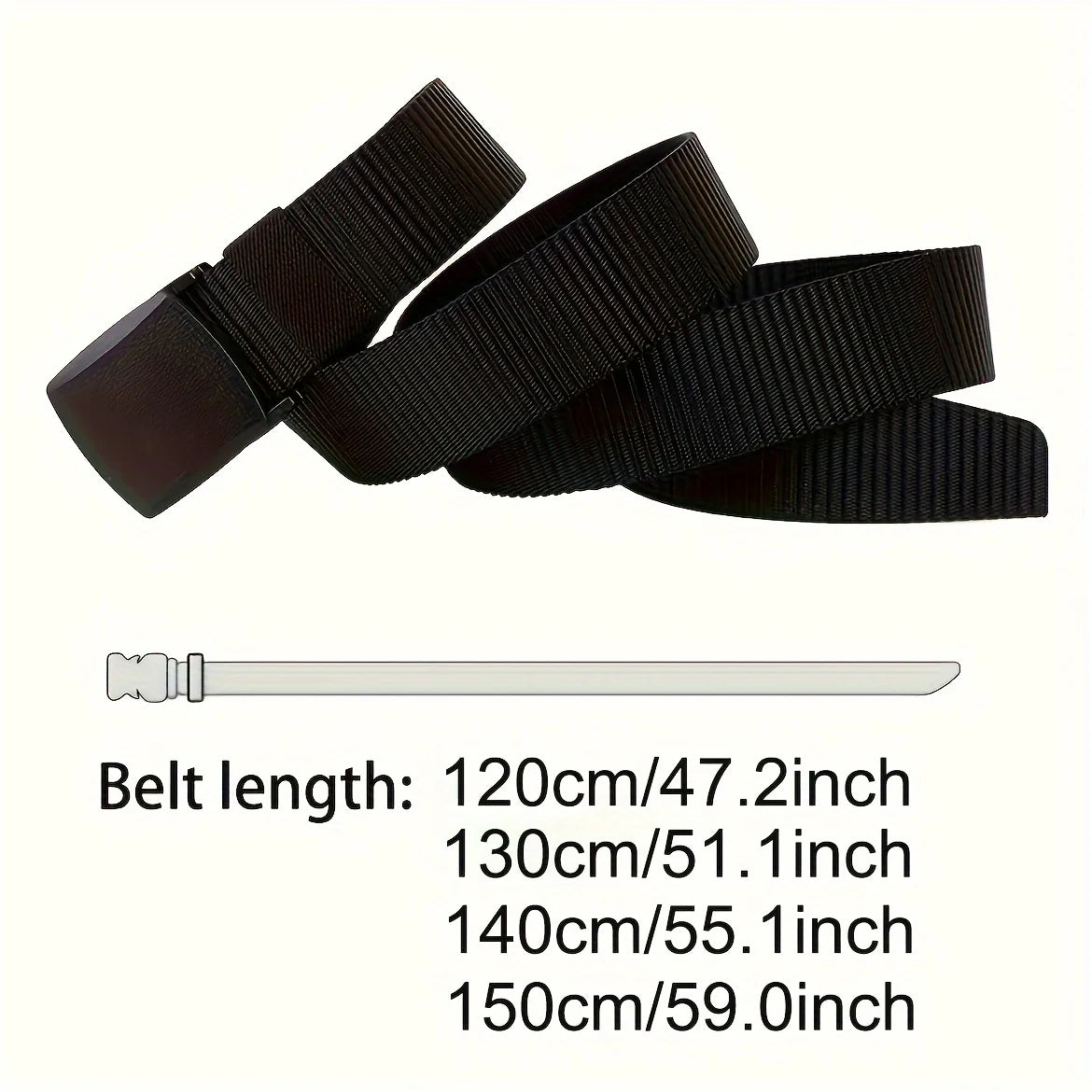 Adjustable Canvas Tactical Belt with Automatic Buckle – Non-Metal Outdoor Casual Belt (120–150 cm | 47–59 in)