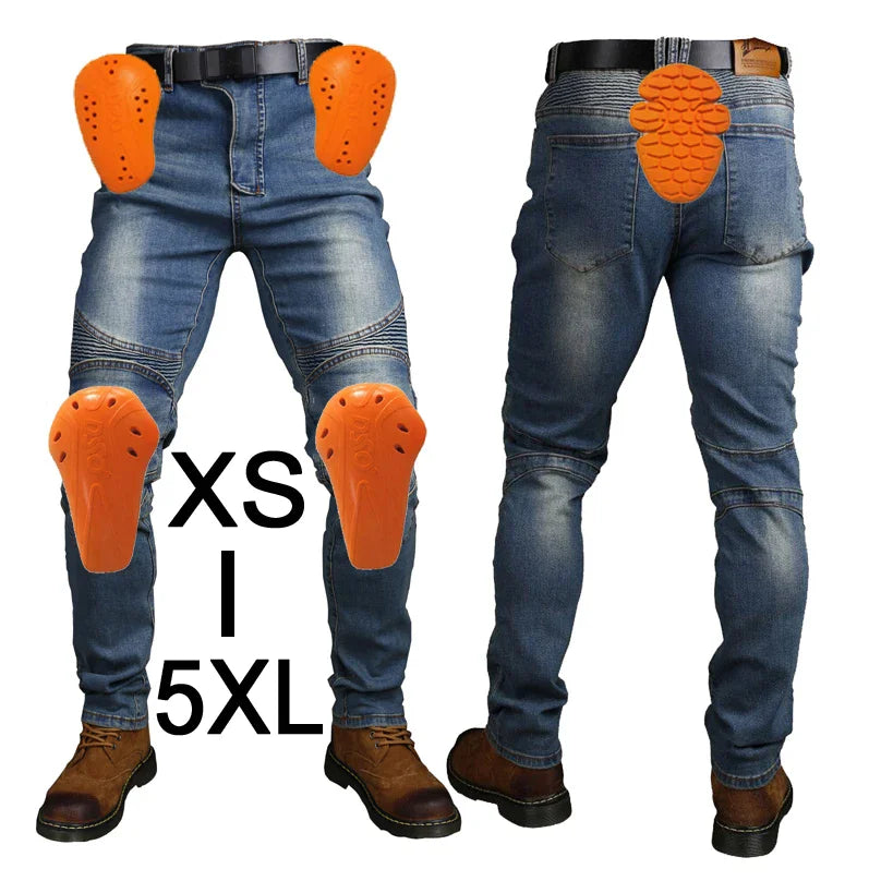 Motorcycle Riding Jeans with Removable CE Level 1/2 Knee Armor, Kevlar Racing Moto Pants