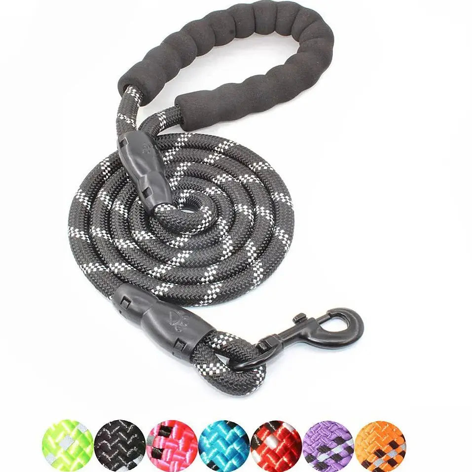 Reflective Nylon Dog Leash with Soft Handle — Reinforced Leash for Small, Medium & Large Dogs — 4ft/5ft/6.6ft/9.8ft (120/150/200/300 cm)