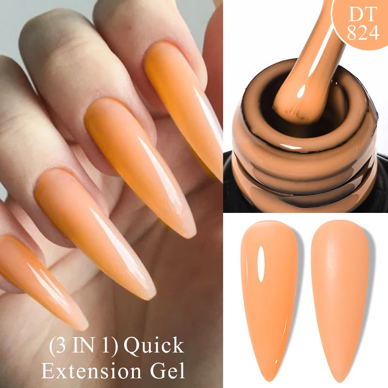 7ml Quick Extension Gel Nail Polish – Glitter Pink, Gold, Purple, Milky White | UV/LED Builder Gel for Nail Extensions